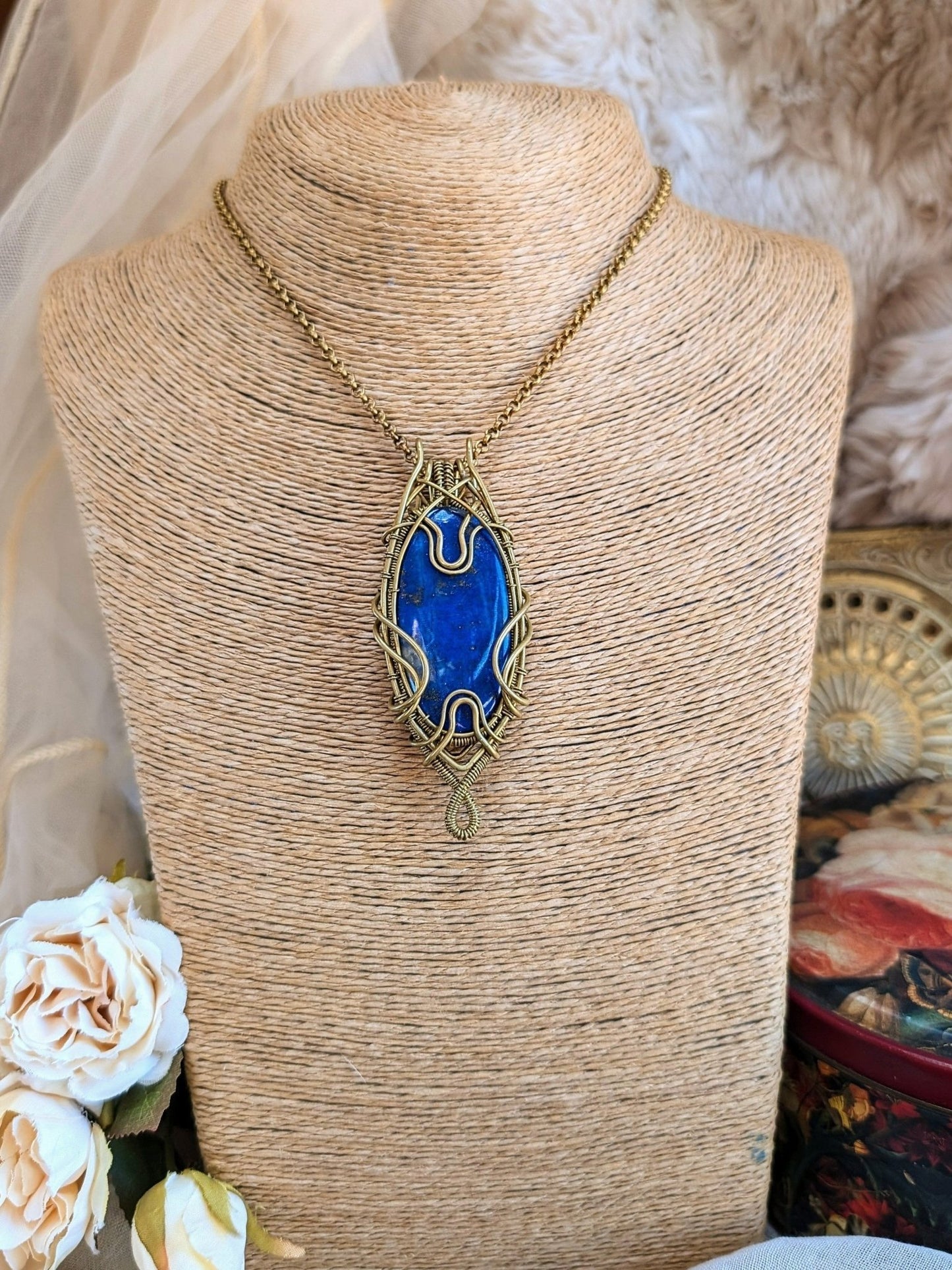 Lapis Lazuli Necklace • Wirewrap Pendant - RÏKST JEWELRY