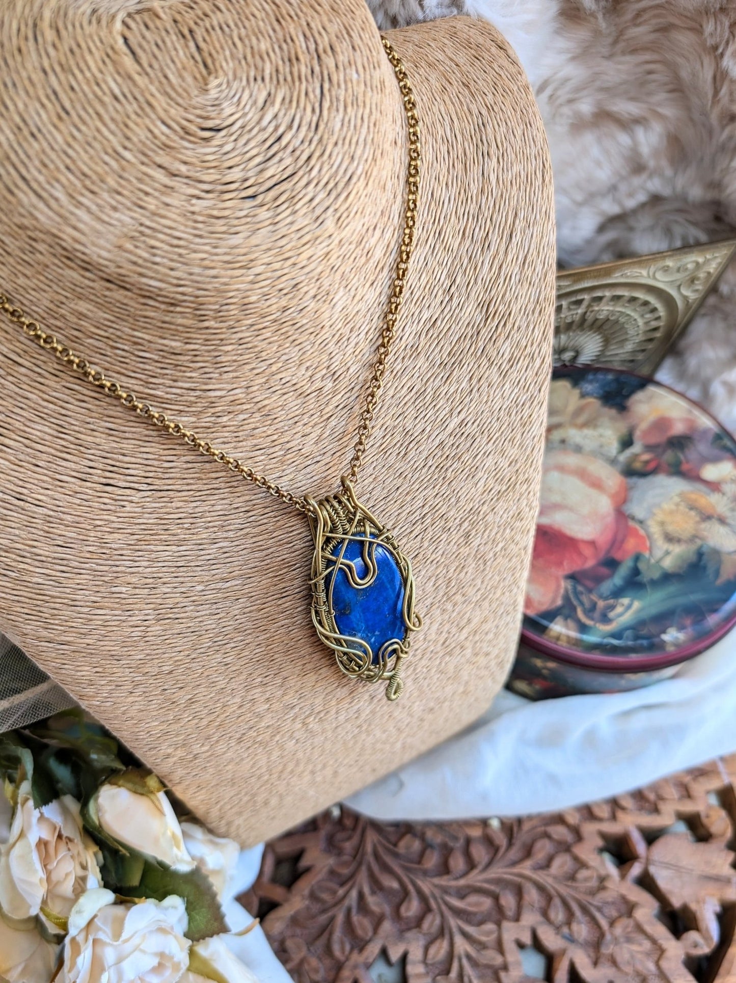 Lapis Lazuli Necklace • Wirewrap Pendant - RÏKST JEWELRY