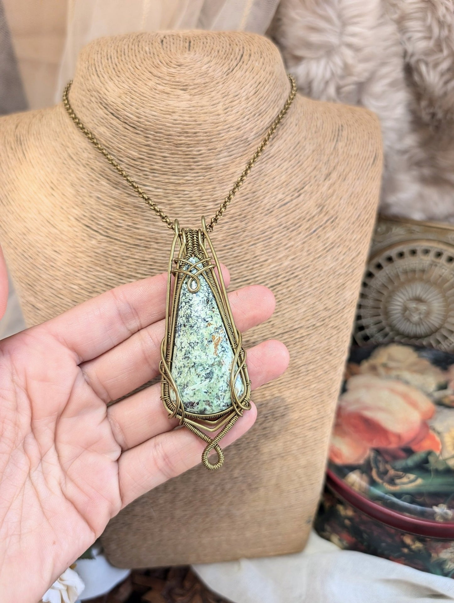 Mexican Turqouise Necklace · Wirewrap Pendant - RÏKST JEWELRY