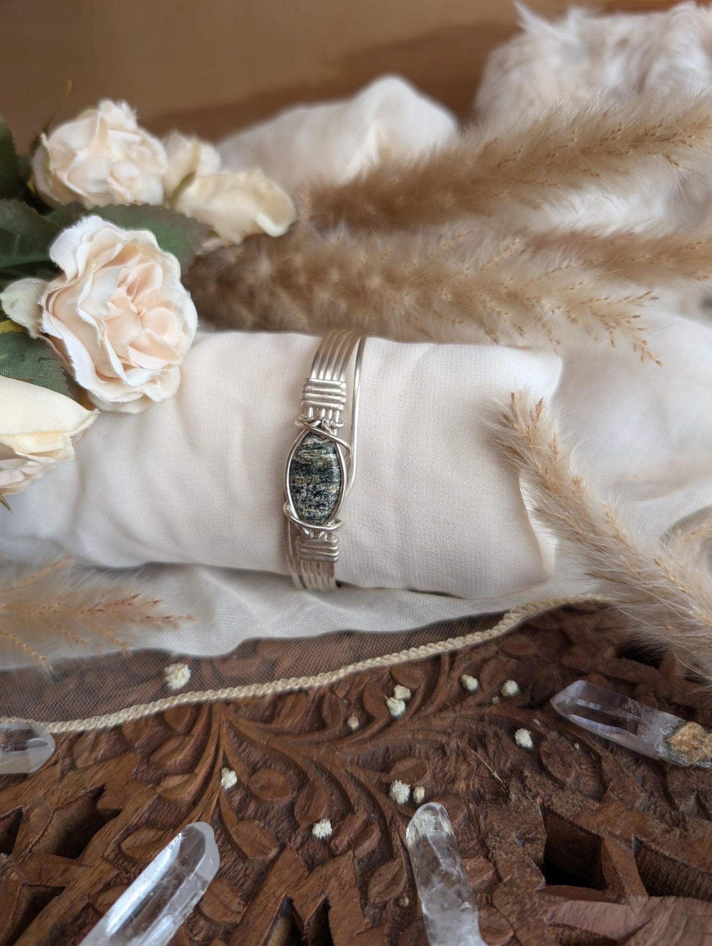 Ocean jasper bracelet from above, showing stone pattern