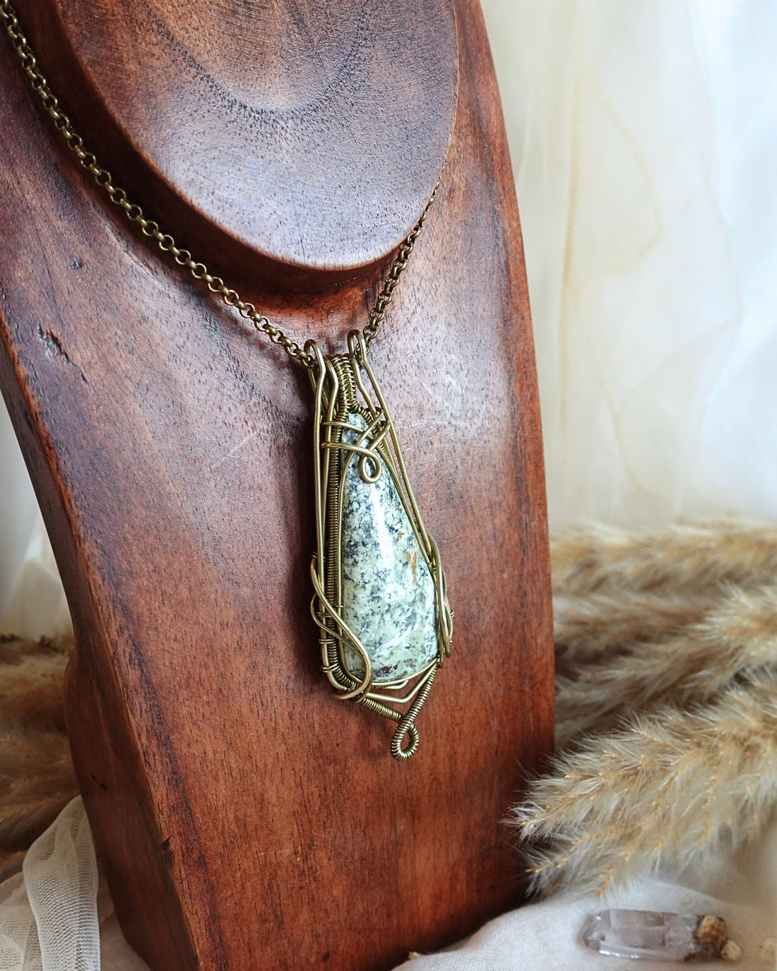 Mexican turquoise wirewrap necklace, the sacred stone of sovereignty and soulful voice
