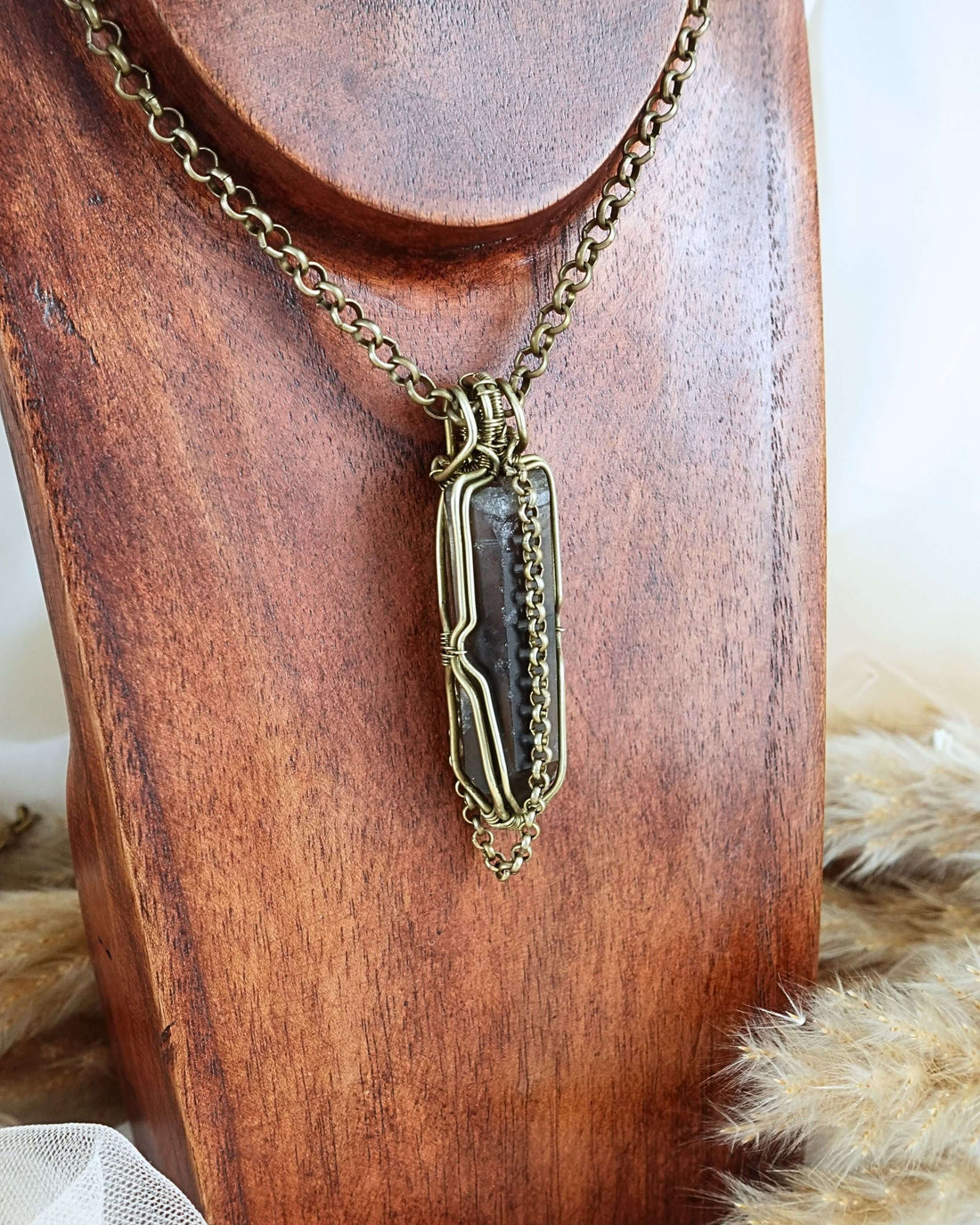 Black quartz pendulum necklace, the Druid stone of transmuting heavy energy