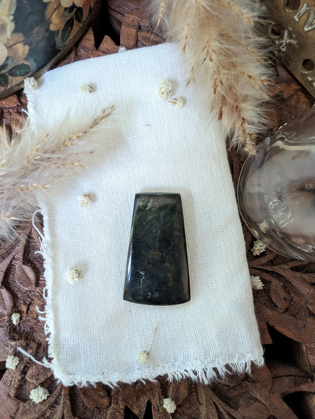 Dark green jade gemstone available for custom wirewrap, the imperial stone of heart-centered prosperity