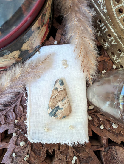 Hand-picked leopardite jasper gemstone available for a custom wirewrap pendant