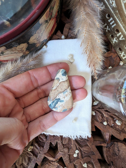Leopardite jasper gemstone close-up — unique markings