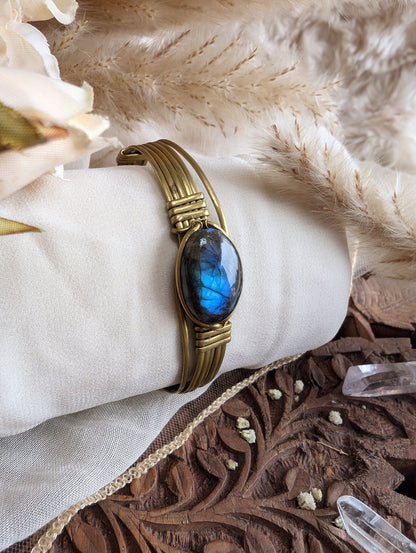 Labradorite bracelet styled on wrist — Rikst Jewelry handmade piece