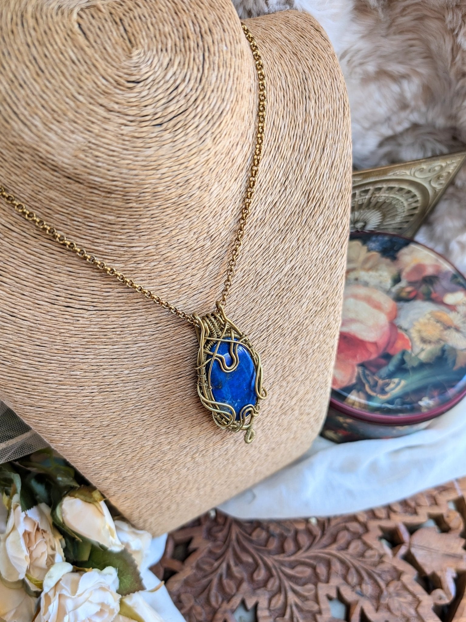 Lapis Lazuli Necklace • Wirewrap Pendant - RÏKST JEWELRY