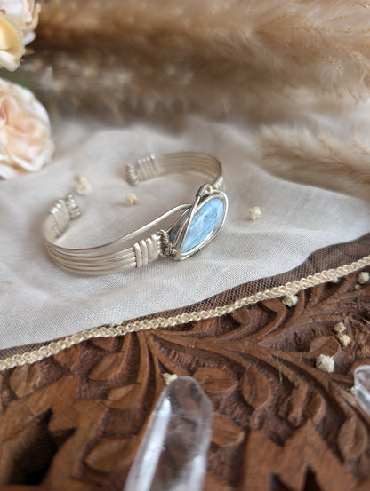 Larimar bracelet styled on wrist — Rikst Jewelry handmade piece