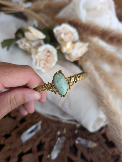 ZÏ chrysocolla bracelet styled on wrist — Rikst Jewelry handmade piece